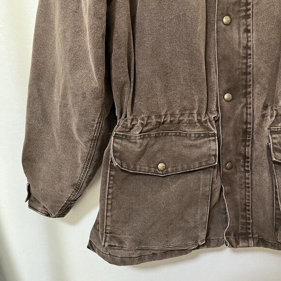 VTG Carhartt Men's Blanket Lined Canvas Chore Jacket Size L Brown Drawstring C52 - Picture 5 of 16